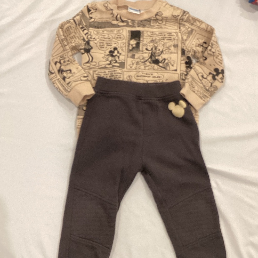 Disney Brown Sweatpants with Mickey Mouse Accent